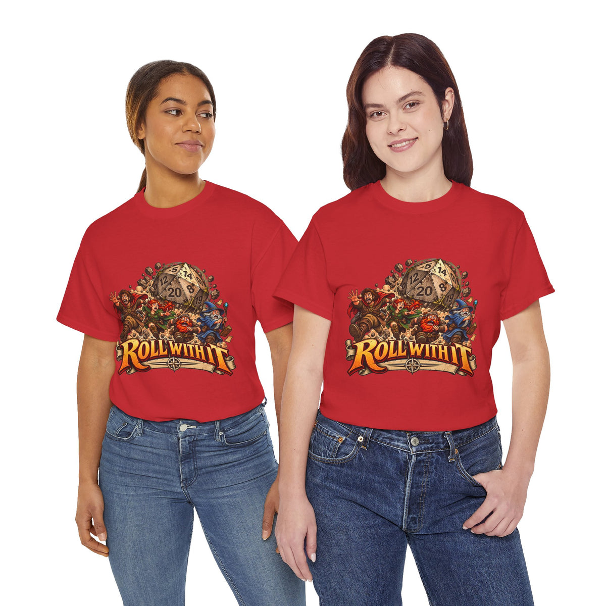 Roll With It D20 T-Shirt | Funny Tabletop RPG Dice Tee
