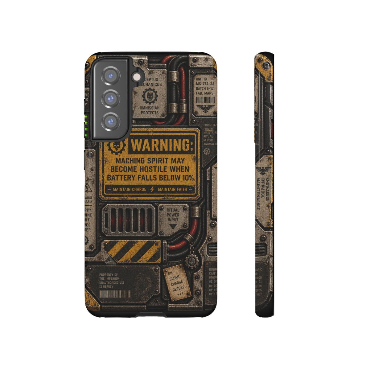 Machine Spirit Warning Phone Case | Grimdark Sci-Fi Design