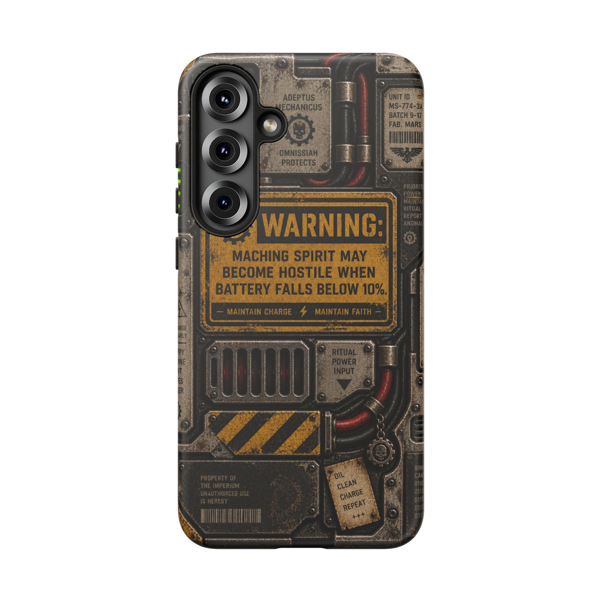 Machine Spirit Warning Phone Case | Grimdark Sci-Fi Design