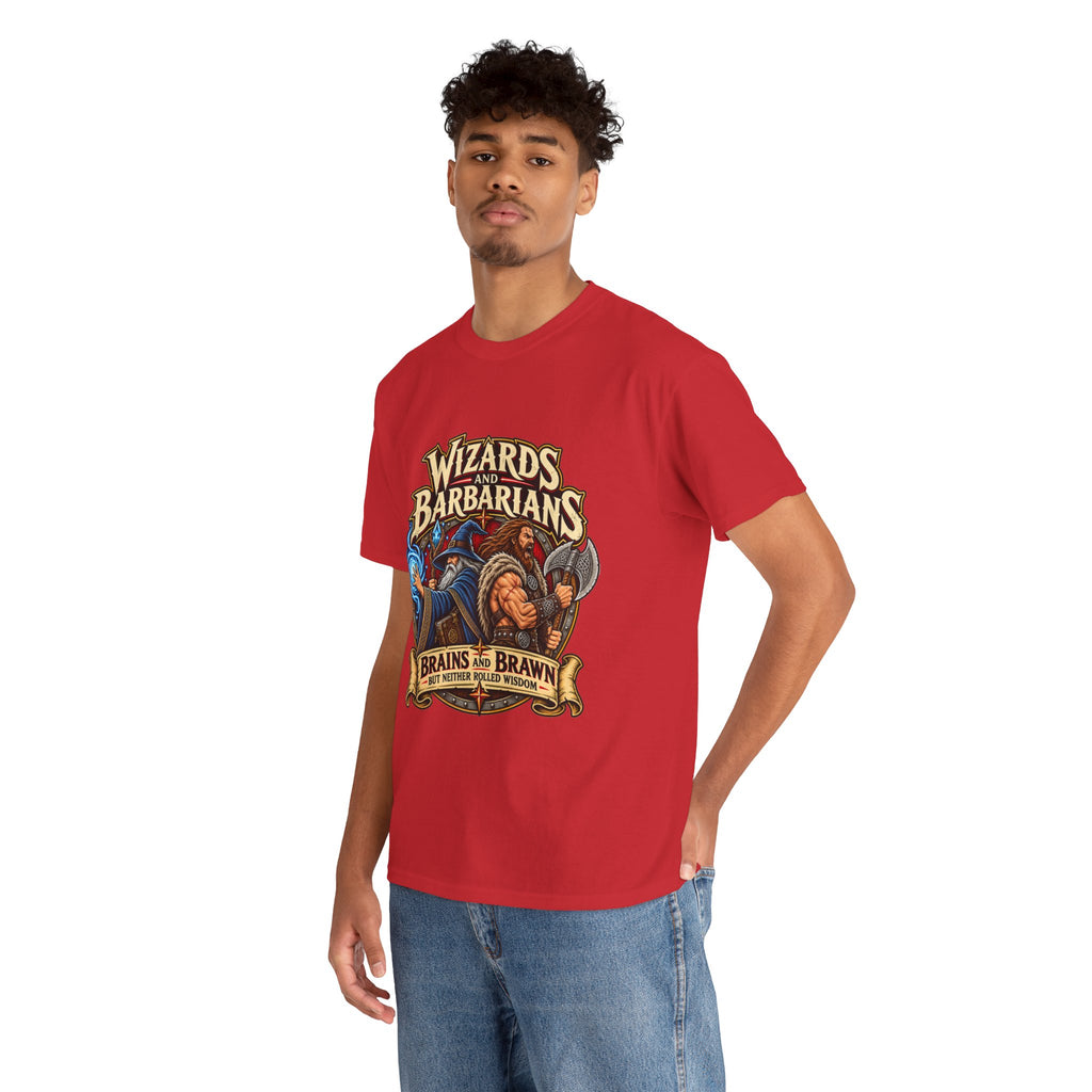 Wizards & Barbarians T-Shirt | Funny Fantasy RPG Gamer Tee