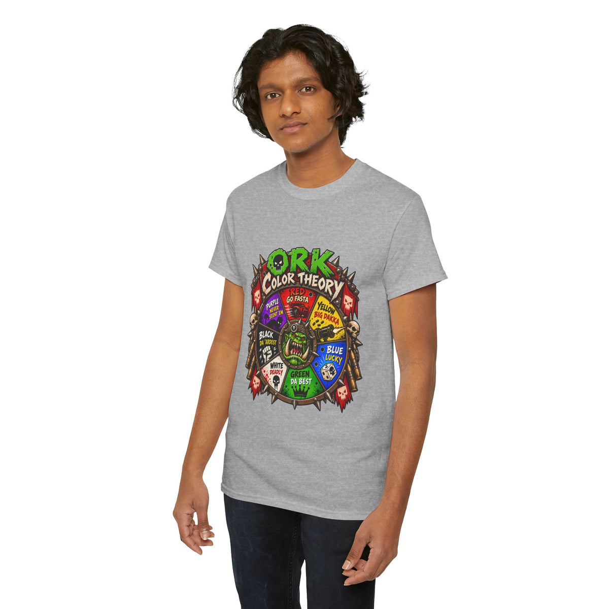 Green-Skin Color Theory T-Shirt – Funny Tabletop Wargaming Tee | Ork Fantasy Sci-Fi Gamer Shirt