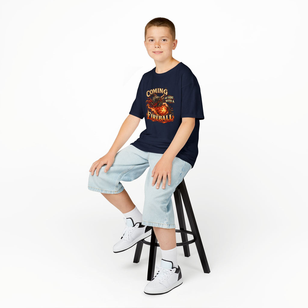 Kids Fireball Dragon T-Shirt | Cute Fantasy RPG Adventure Tee
