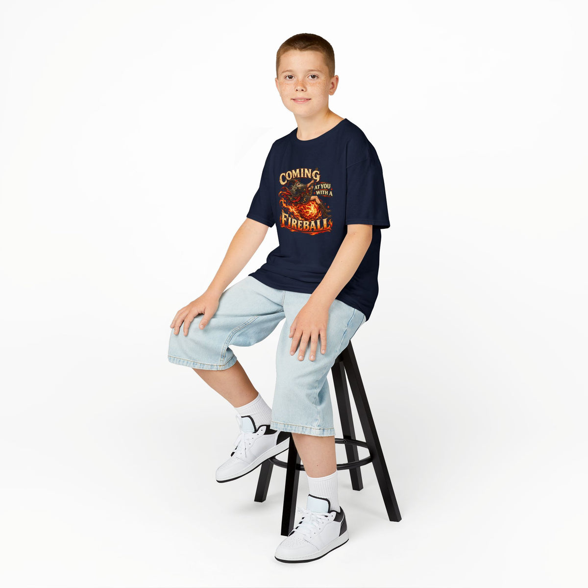Kids Fireball Dragon T-Shirt | Cute Fantasy RPG Adventure Tee