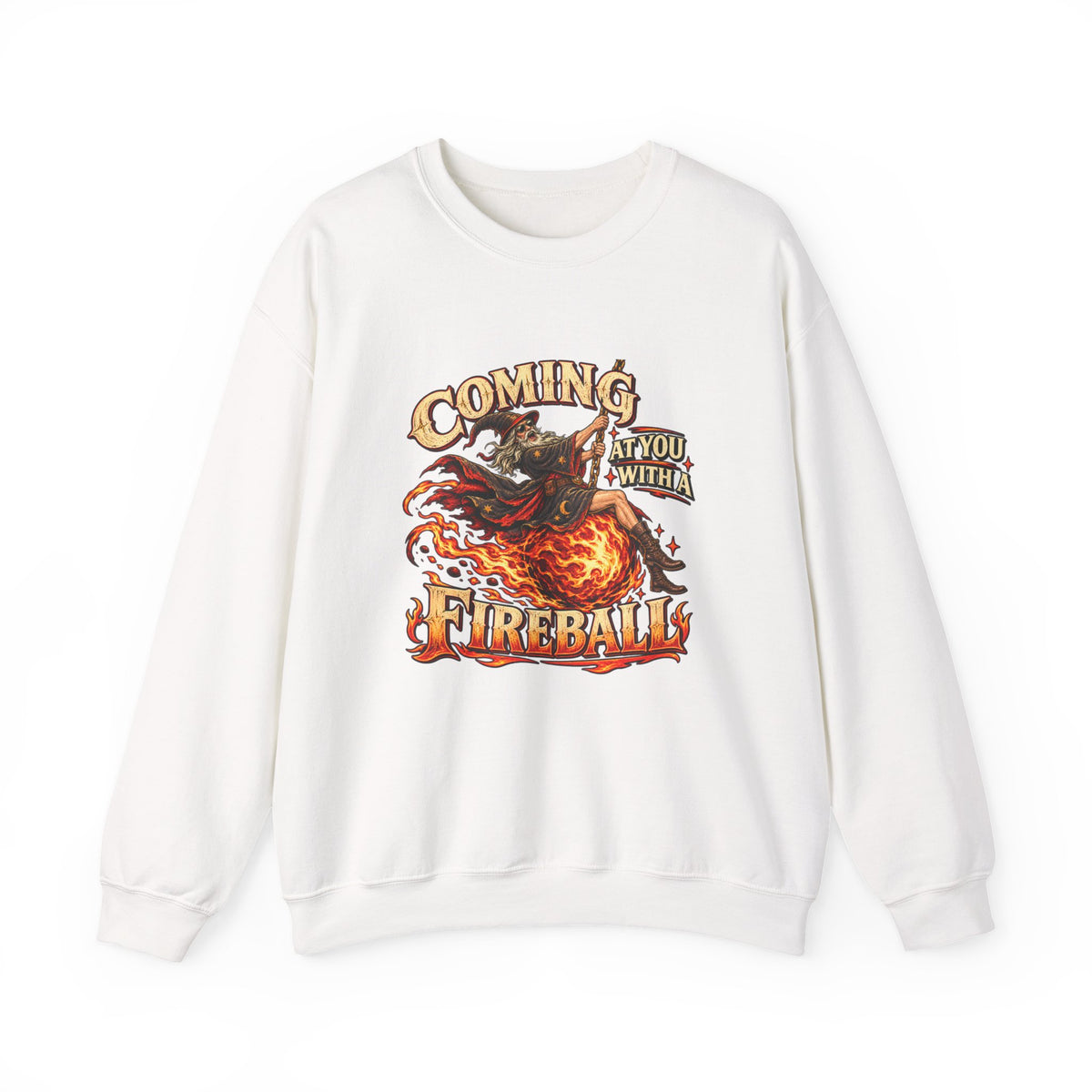 Coming at You With a Fireball Wizard Crewneck Sweatshirt