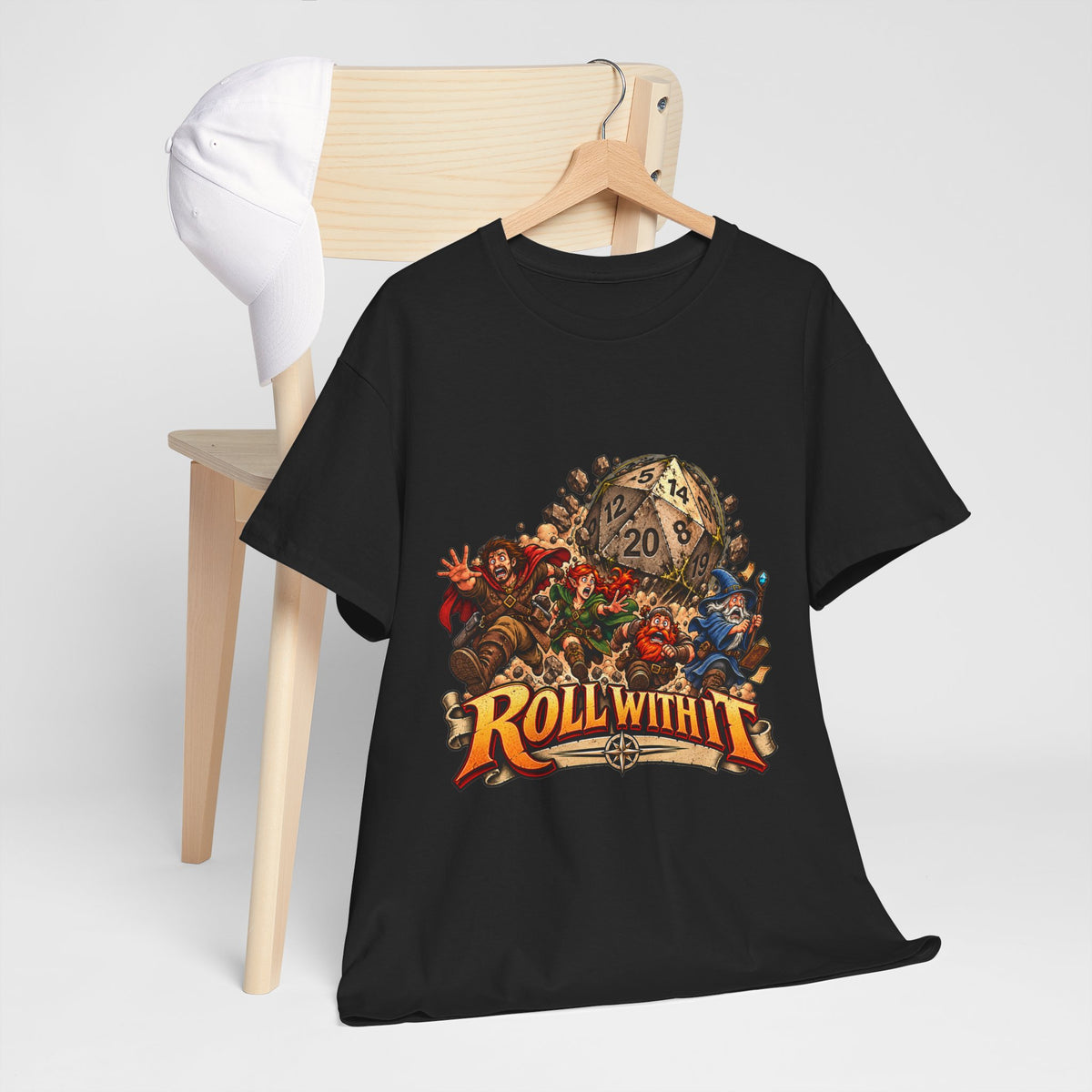 Roll With It D20 T-Shirt | Funny Tabletop RPG Dice Tee