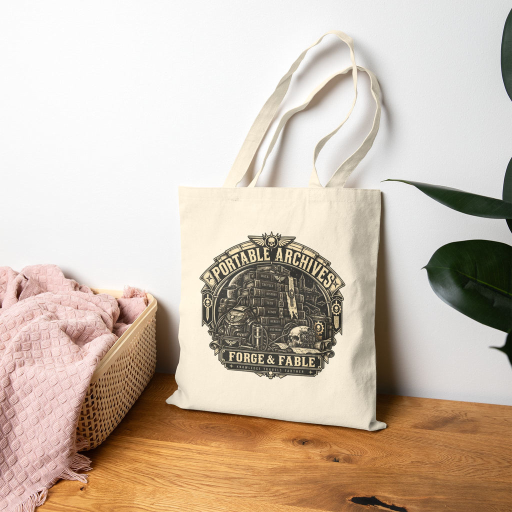 Portable Archives Grimdark Canvas Tote | Forge & Fable Bookish Bag