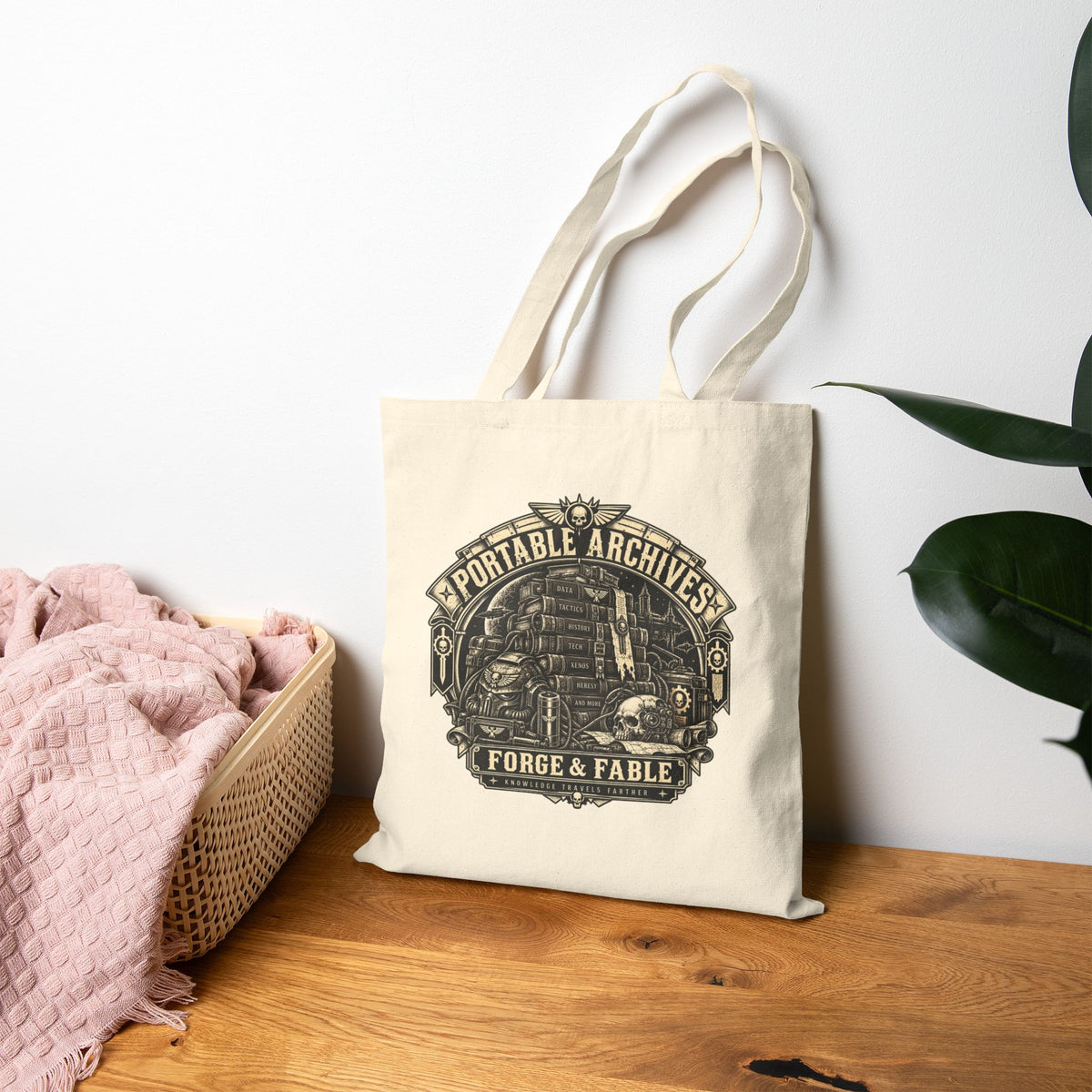 Portable Archives Grimdark Canvas Tote | Forge & Fable Bookish Bag