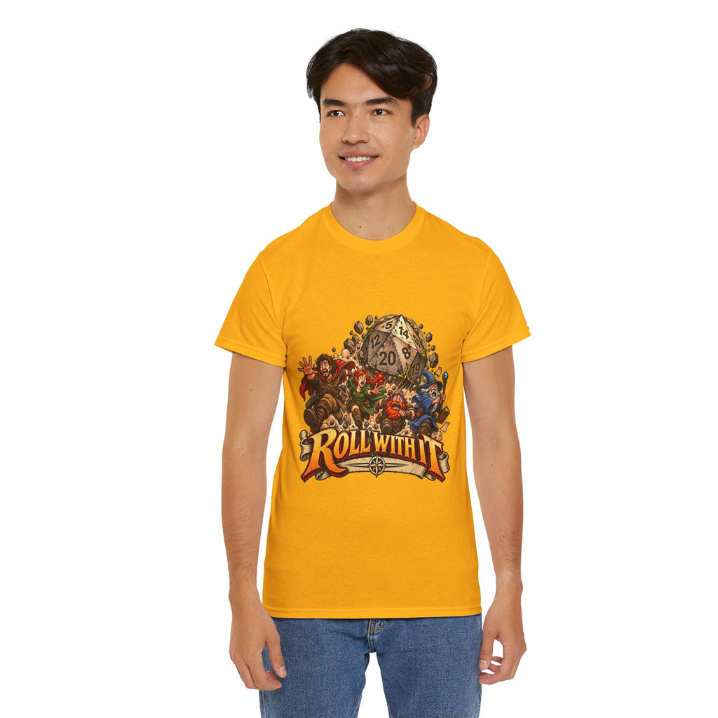 Roll With It D20 T-Shirt | Funny Tabletop RPG Dice Tee