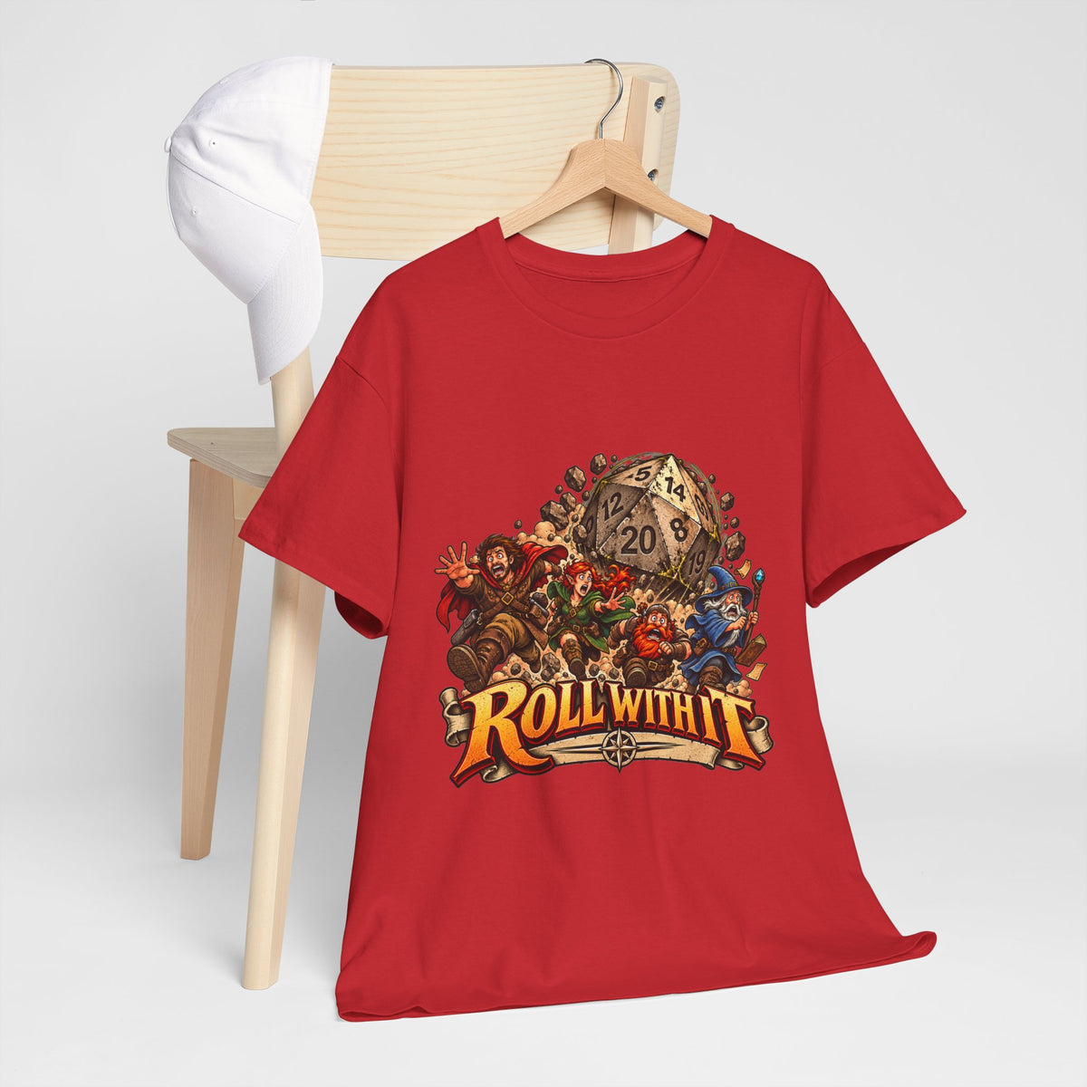 Roll With It D20 T-Shirt | Funny Tabletop RPG Dice Tee