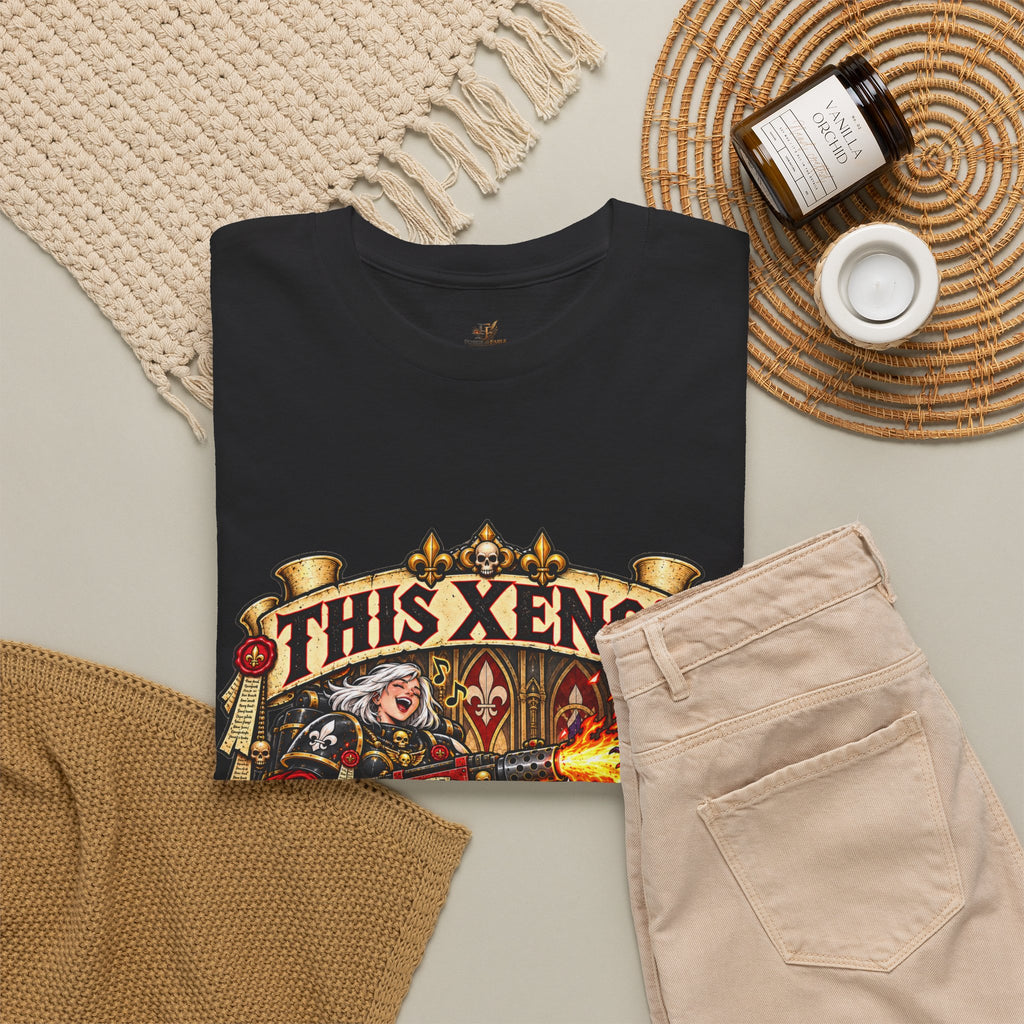 This Xeno’s on Fire Shirt – Sisters of Battle Music Parody Tee