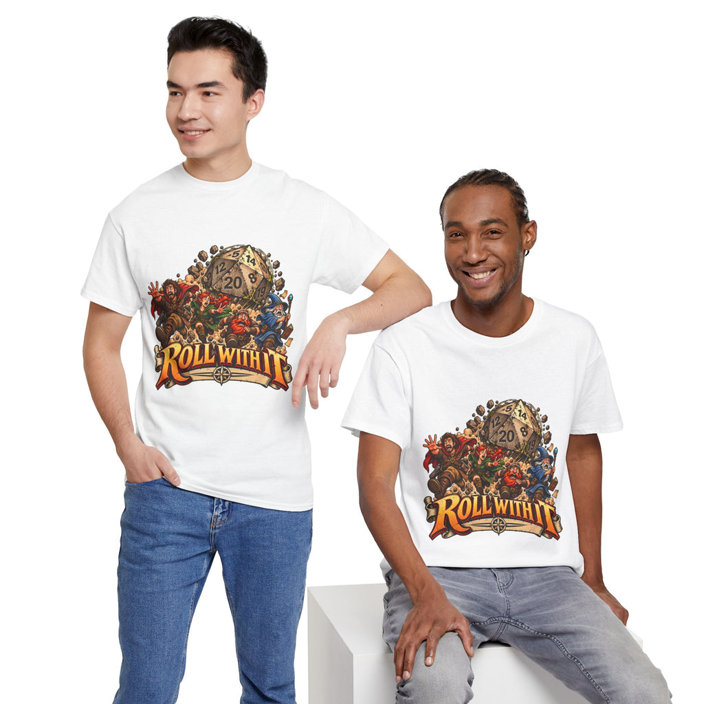Roll With It D20 T-Shirt | Funny Tabletop RPG Dice Tee