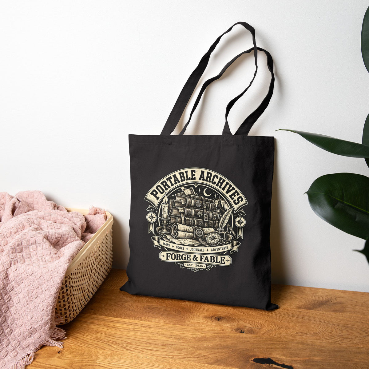 Portable Archives Canvas Tote Bag | Vintage Book Lover Gift