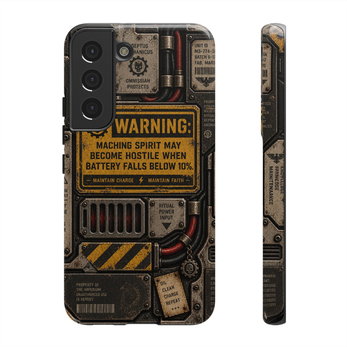 Machine Spirit Warning Phone Case | Grimdark Sci-Fi Design