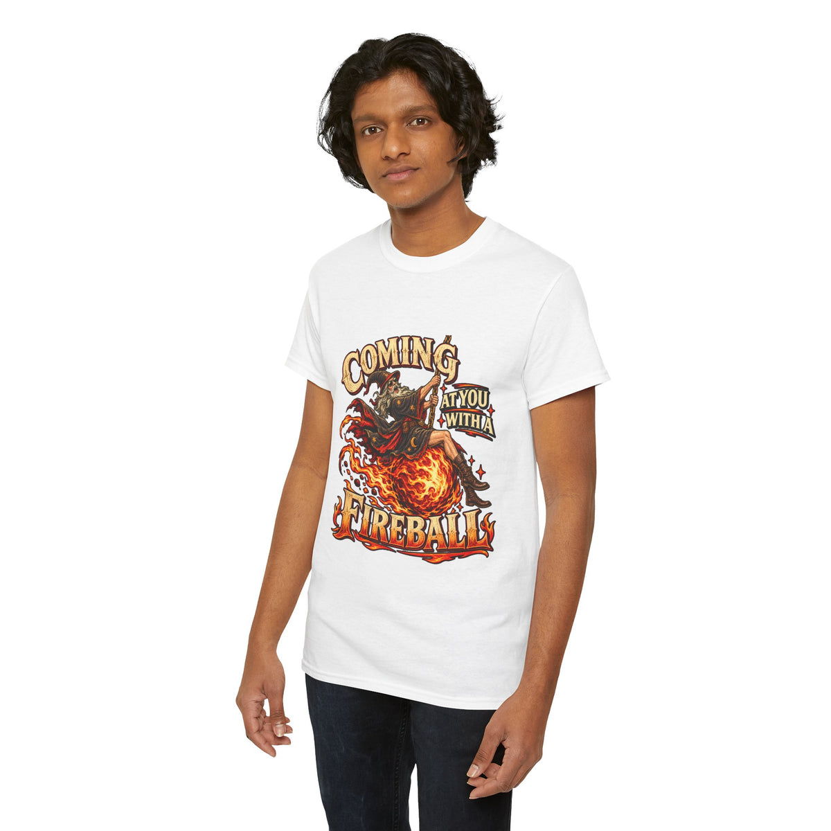 Coming at You With a Fireball Wizard T-Shirt | Funny Fantasy RPG Tee
