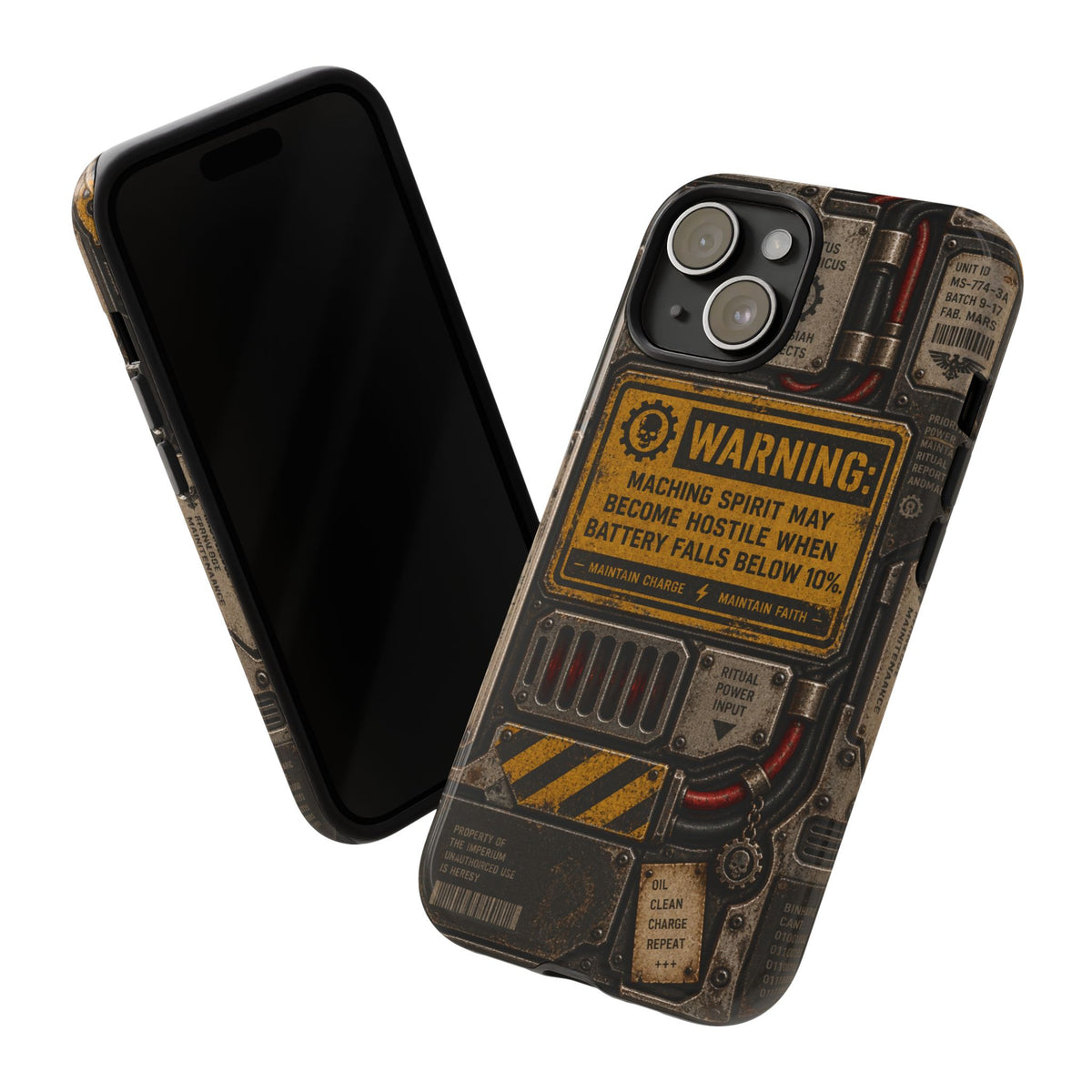 Machine Spirit Warning Phone Case | Grimdark Sci-Fi Design