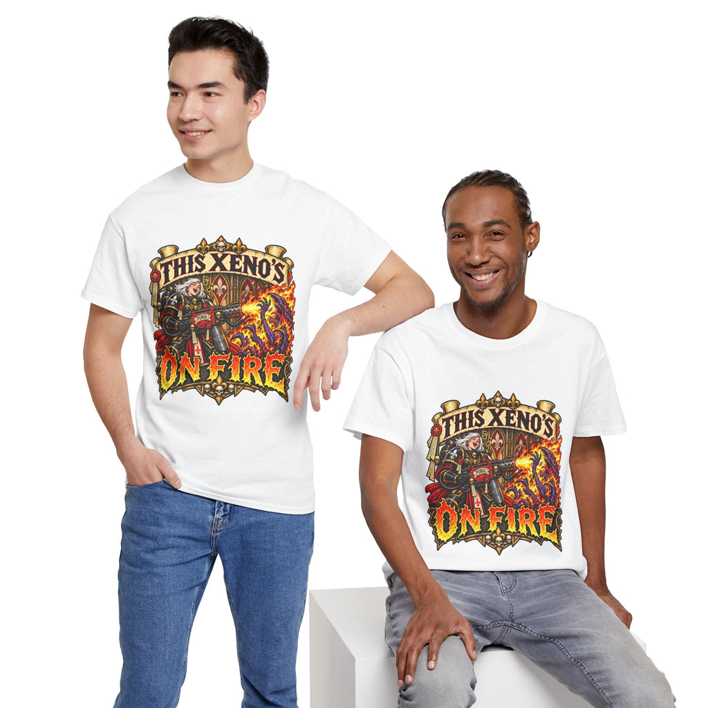 This Xeno’s on Fire Shirt – Sisters of Battle Music Parody Tee