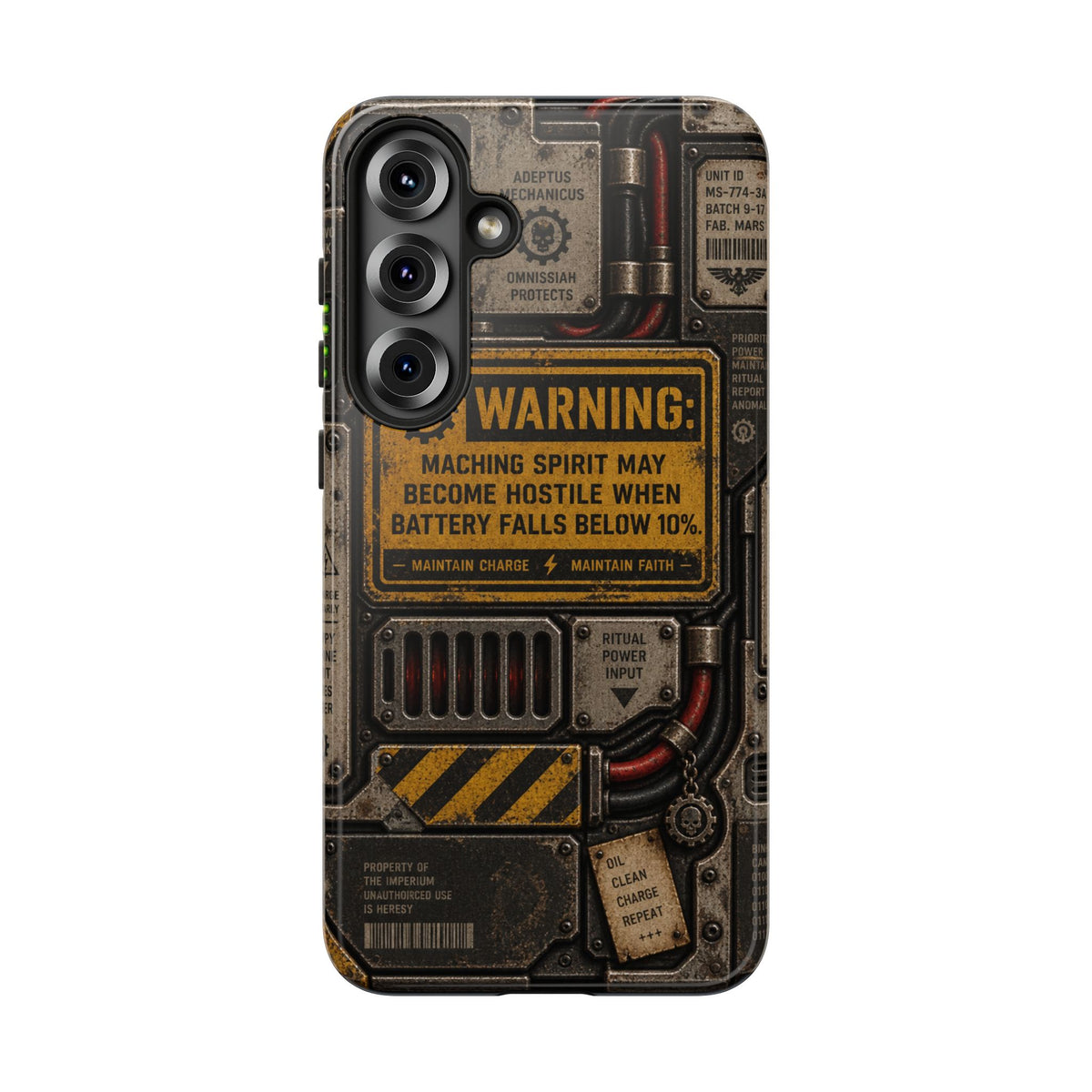 Machine Spirit Warning Phone Case | Grimdark Sci-Fi Design