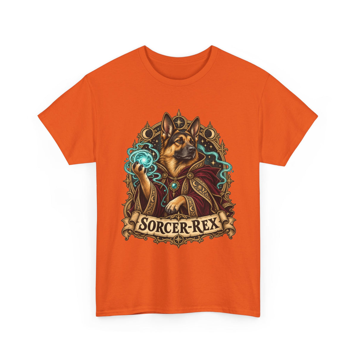 Sorcer-Rex Wizard Dog Fantasy Graphic T-Shirt