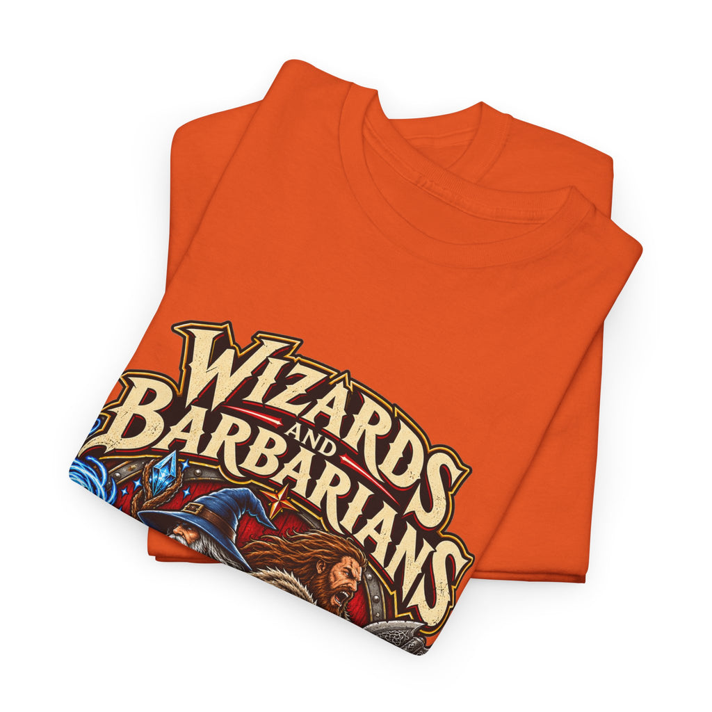 Wizards & Barbarians T-Shirt | Funny Fantasy RPG Gamer Tee