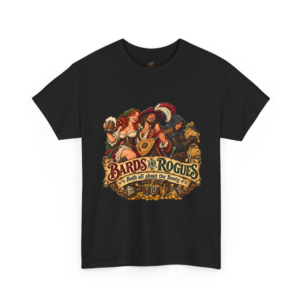 Bards & Rogues Fantasy RPG T-Shirt — "Bards & Rogues: It's All About the Booty"