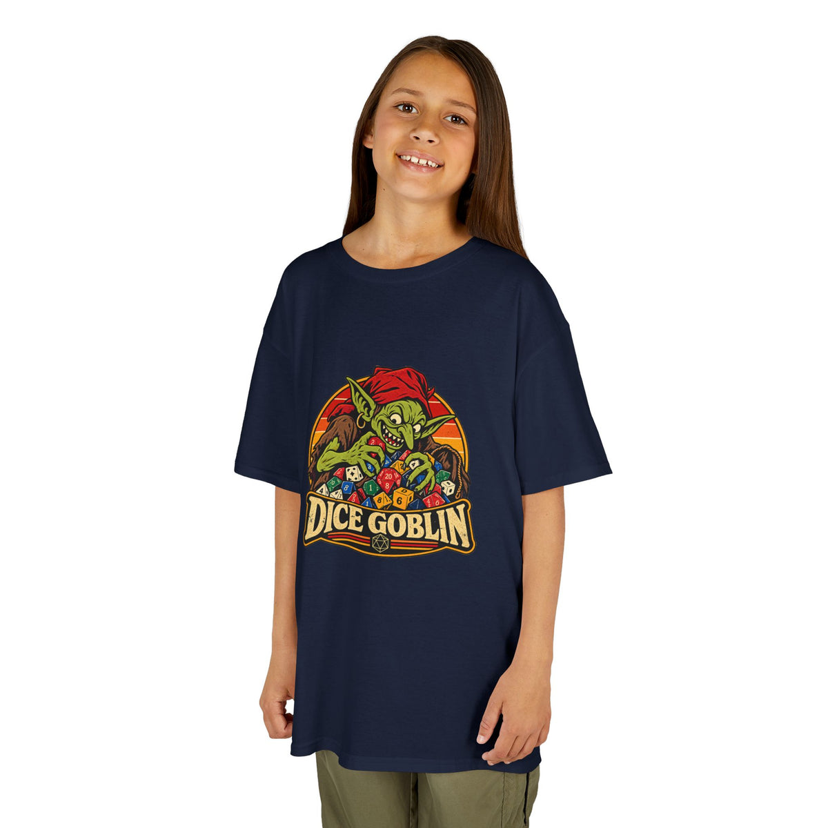 Kids Dice Goblin T-Shirt | Cute Tabletop RPG Gaming Tee