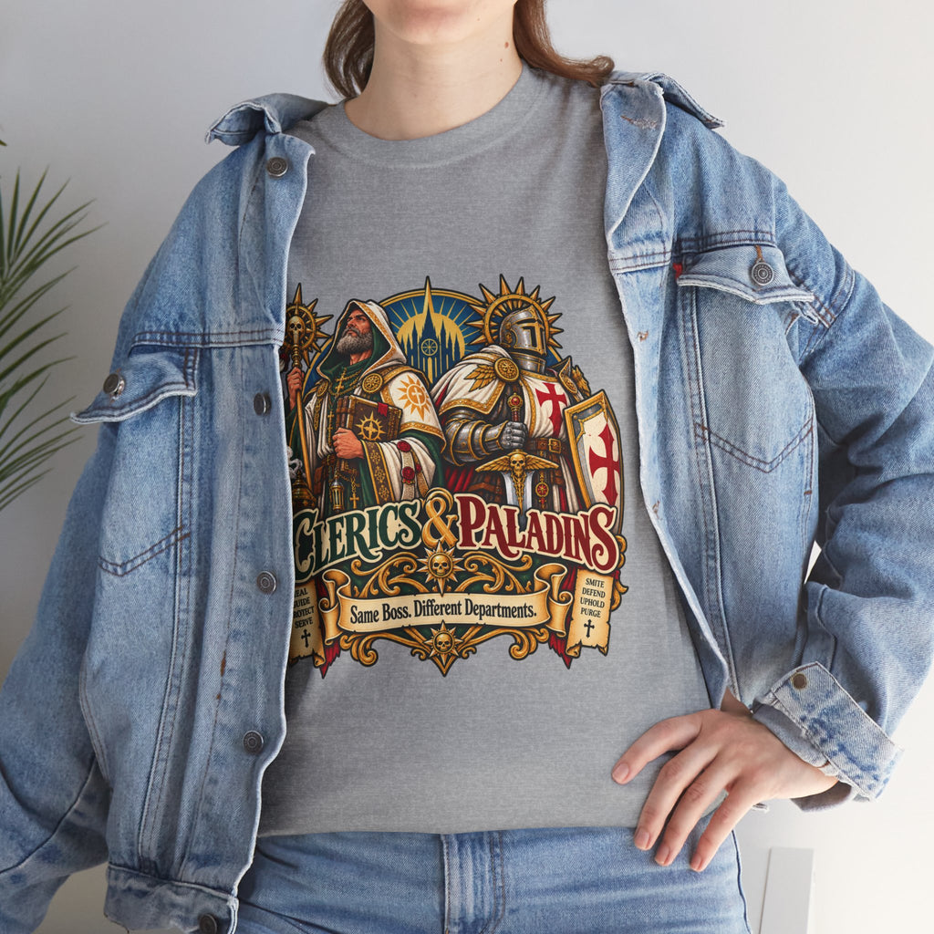 Clerics & Paladins RPG Tee | Same Boss, Different Departments