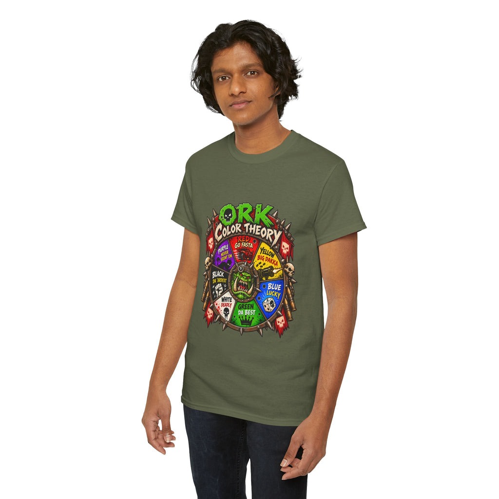 Green-Skin Color Theory T-Shirt – Funny Tabletop Wargaming Tee | Ork Fantasy Sci-Fi Gamer Shirt