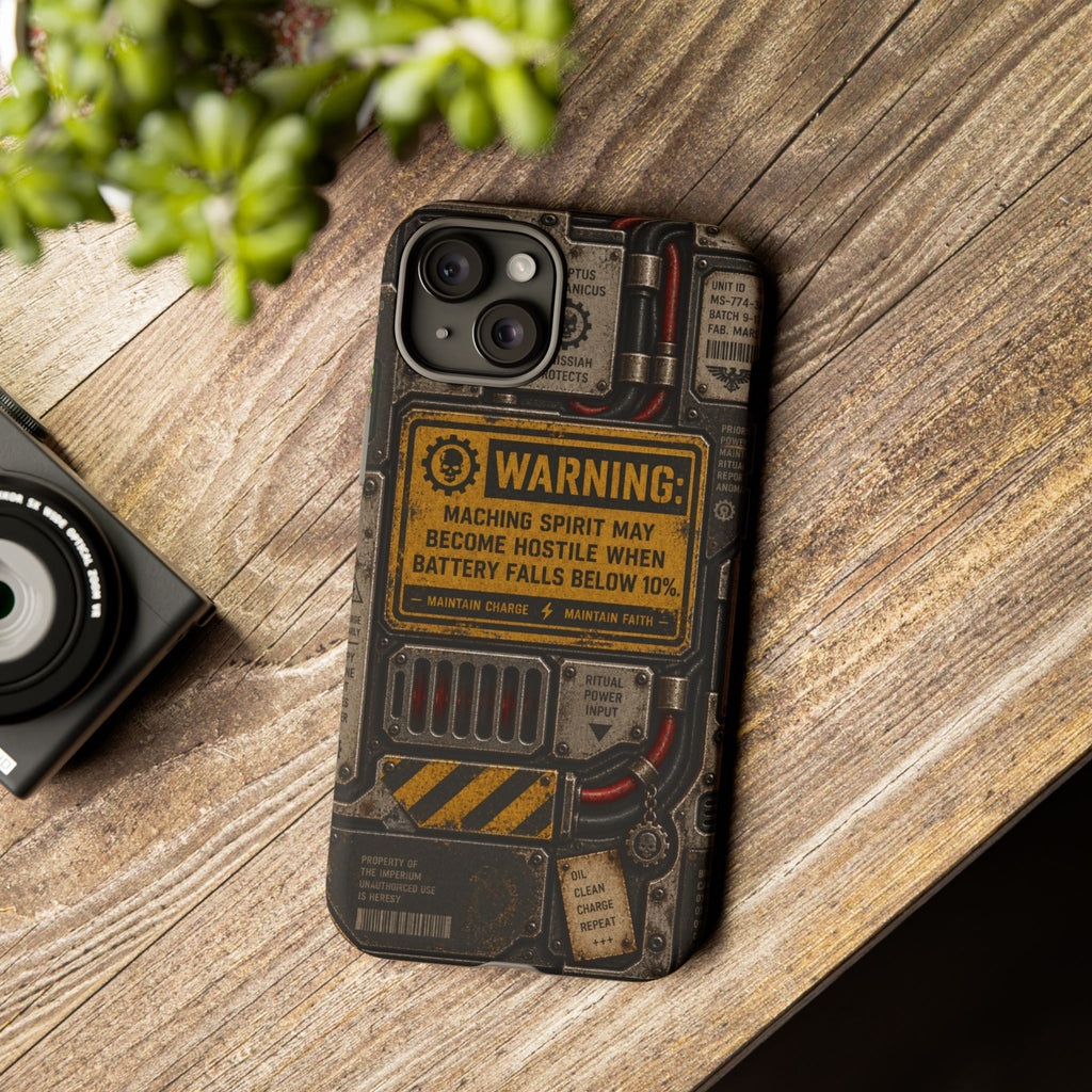 Machine Spirit Warning Phone Case | Grimdark Sci-Fi Design