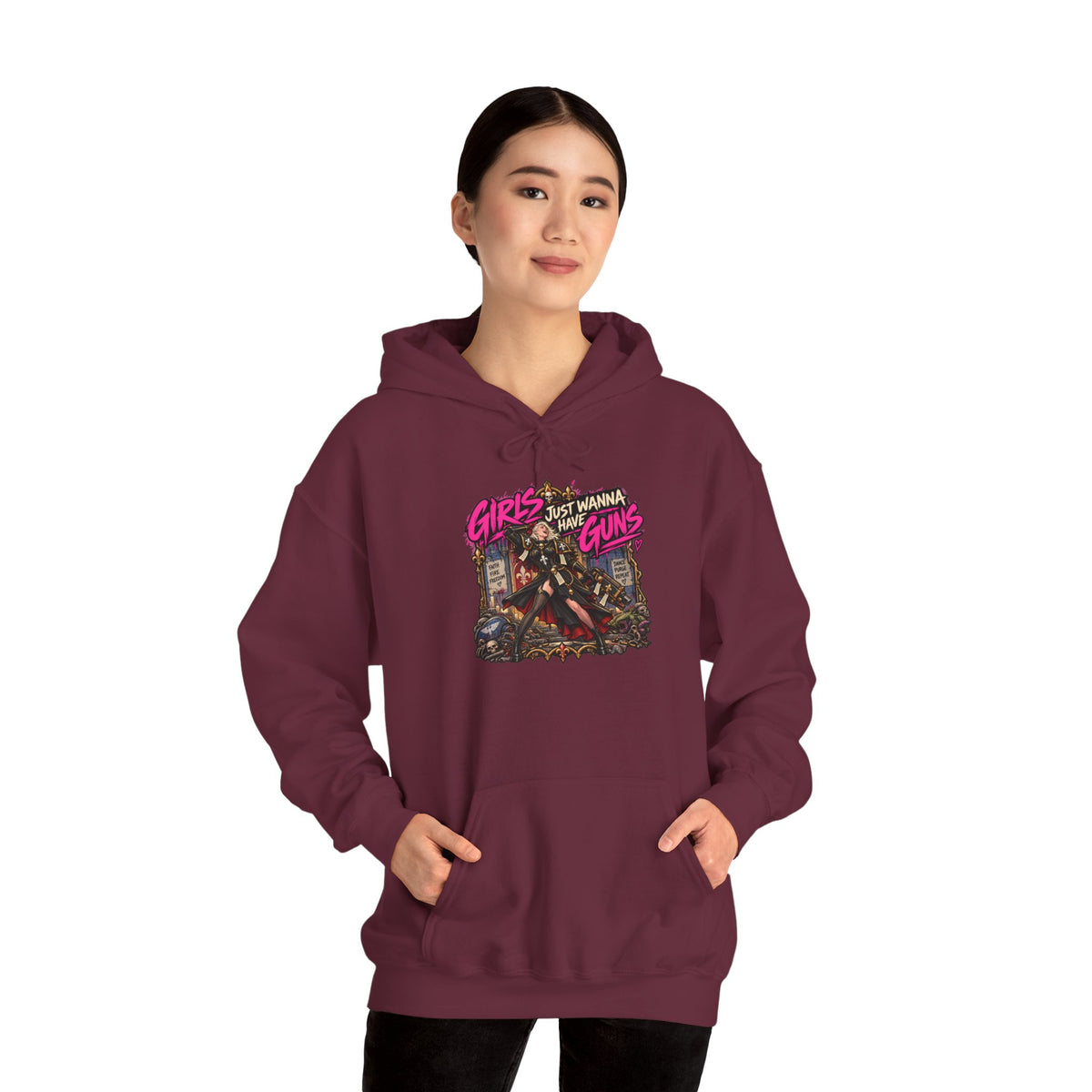 Girls Just Wanna Have Guns Hoodie | Grimdark Battle Sisters Warhammer Inspired Sci-Fi Parody Pullover