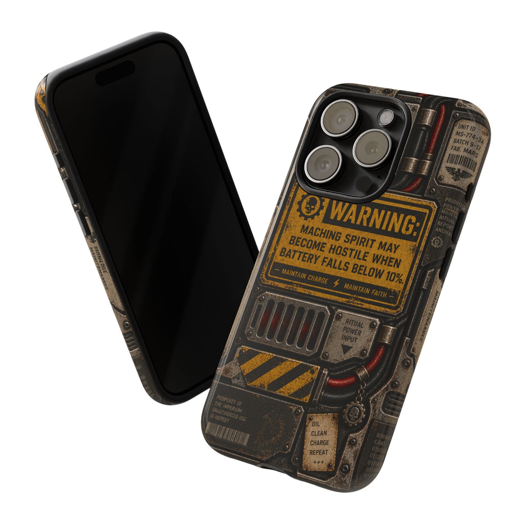Machine Spirit Warning Phone Case | Grimdark Sci-Fi Design