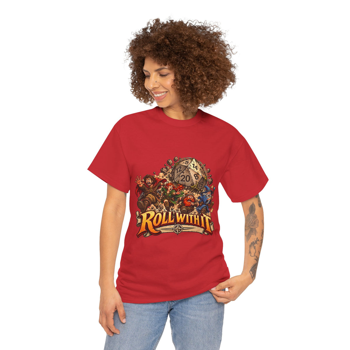 Roll With It D20 T-Shirt | Funny Tabletop RPG Dice Tee