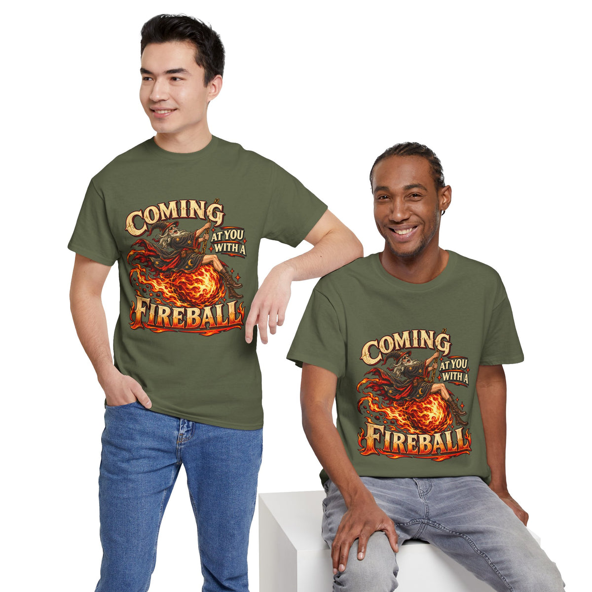 Coming at You With a Fireball Wizard T-Shirt | Funny Fantasy RPG Tee