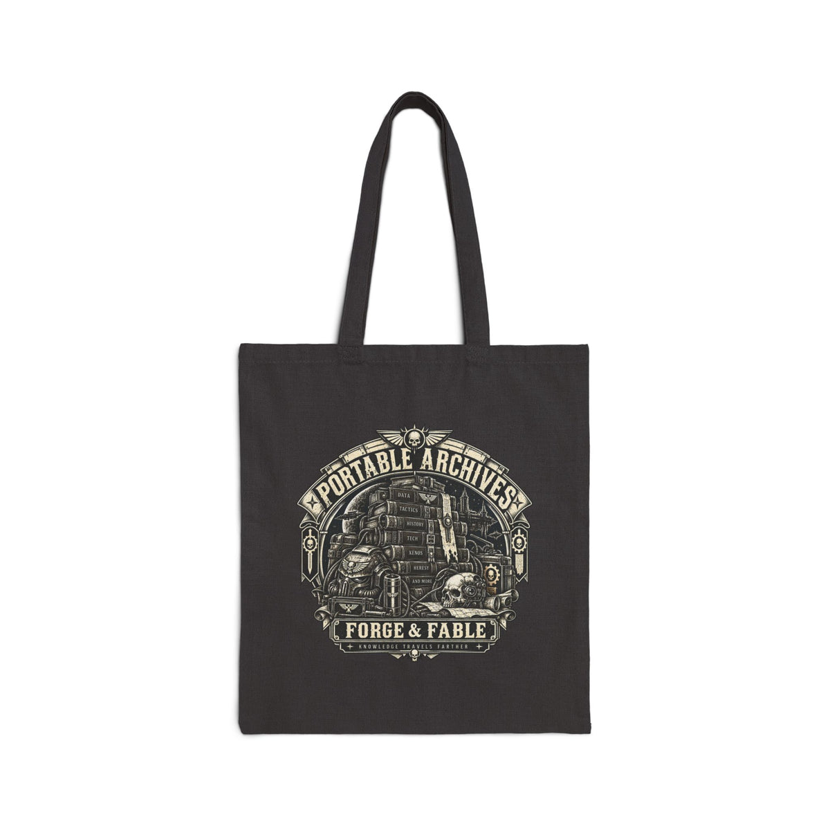 Portable Archives Grimdark Canvas Tote | Forge & Fable Bookish Bag