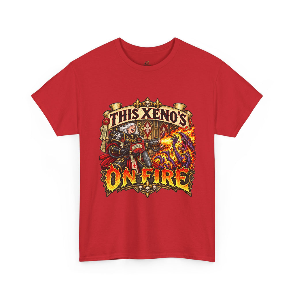 This Xeno’s on Fire Shirt – Sisters of Battle Music Parody Tee