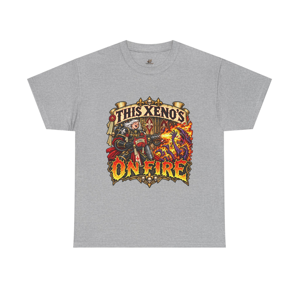 This Xeno’s on Fire Shirt – Sisters of Battle Music Parody Tee