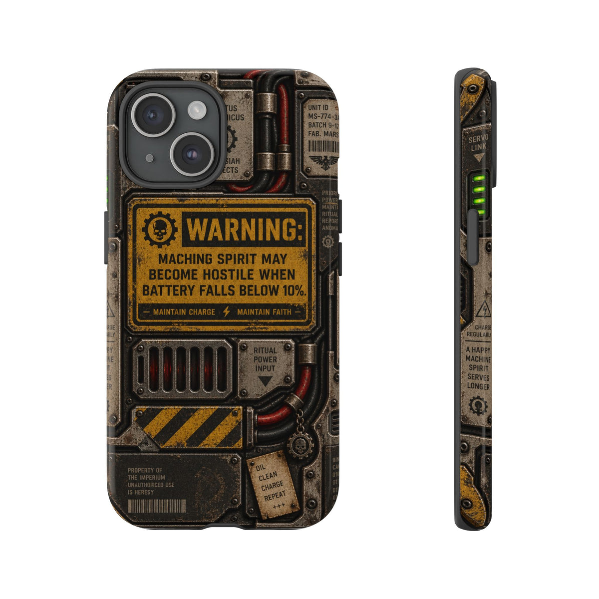 Machine Spirit Warning Phone Case | Grimdark Sci-Fi Design