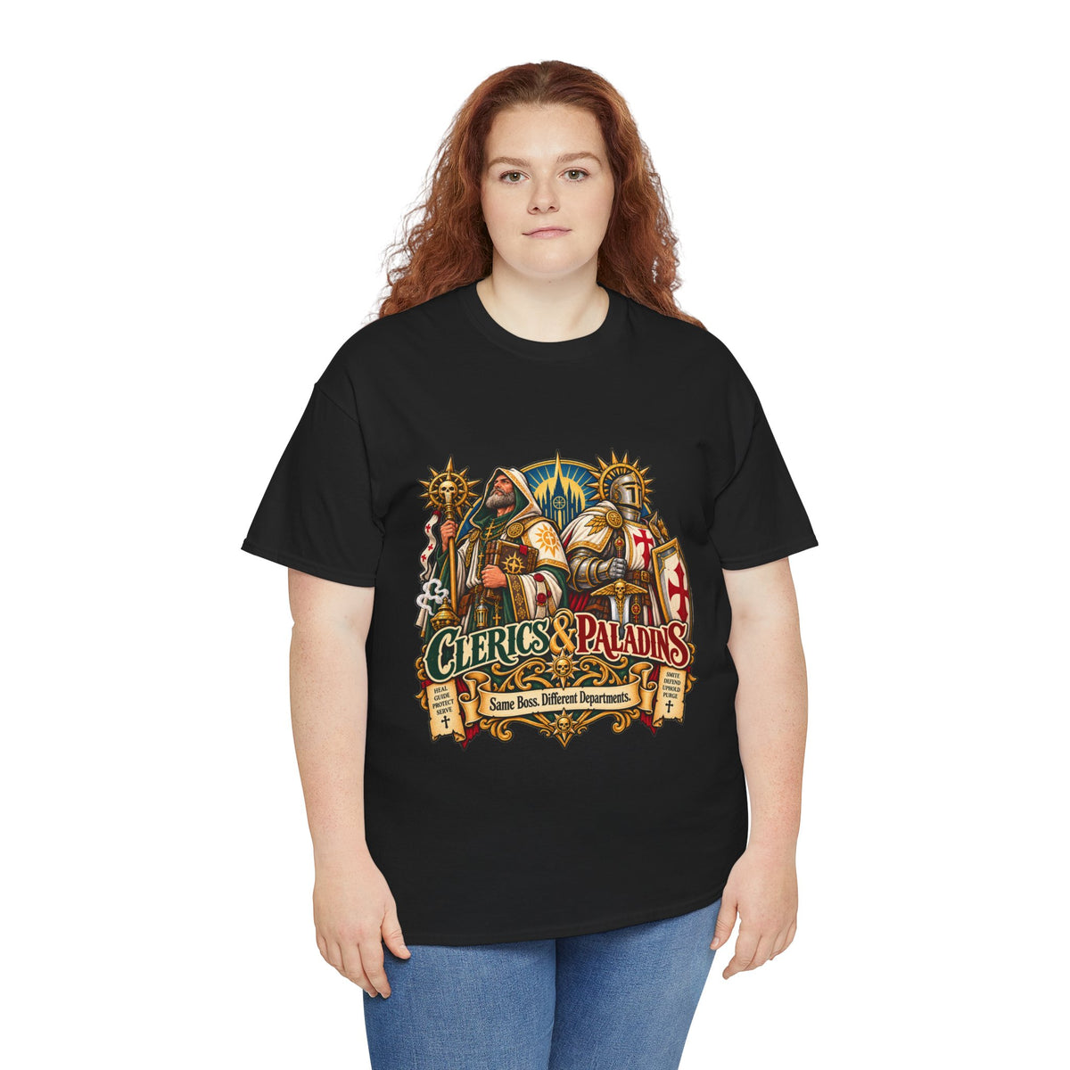 Clerics & Paladins RPG Tee | Same Boss, Different Departments
