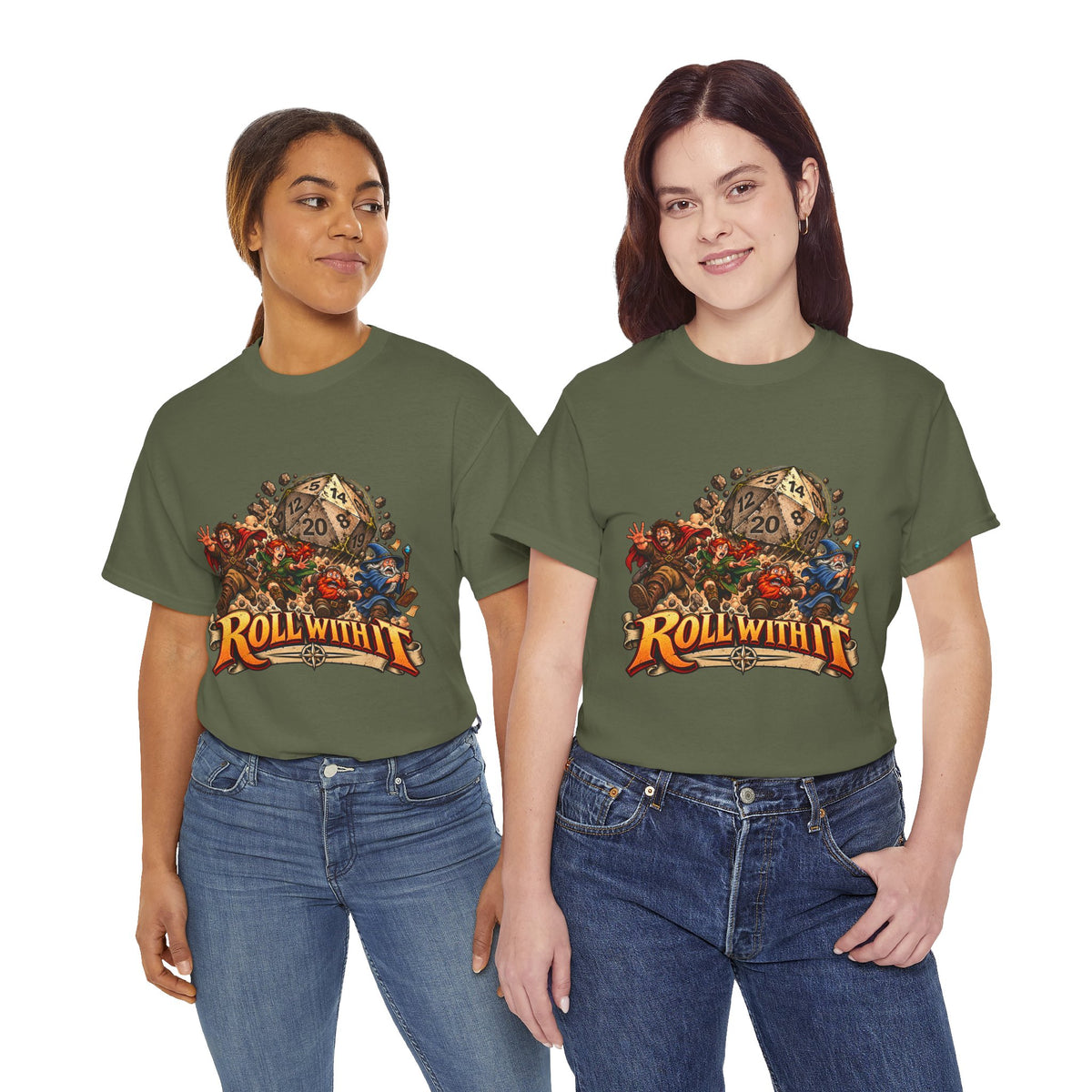 Roll With It D20 T-Shirt | Funny Tabletop RPG Dice Tee