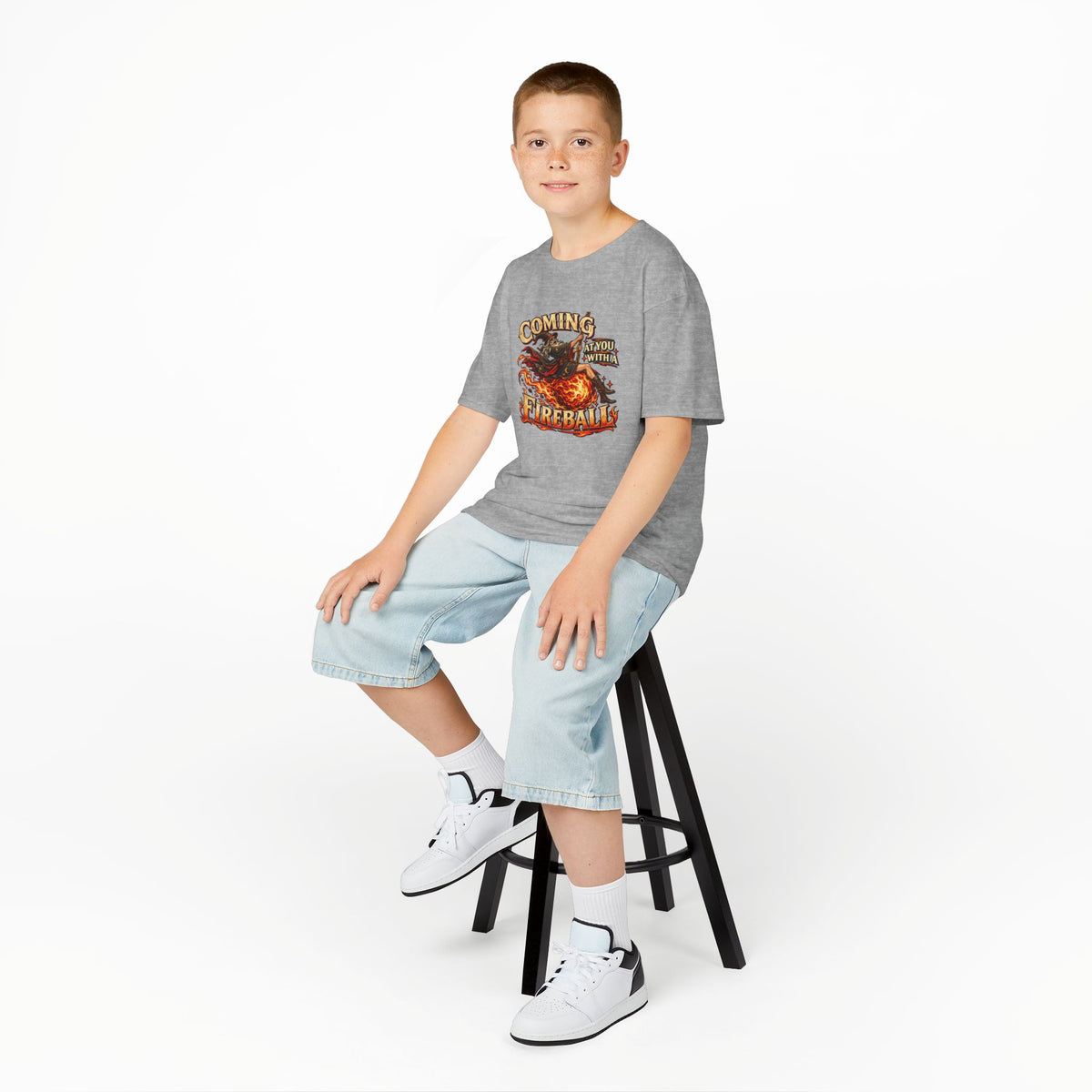 Kids Fireball Dragon T-Shirt | Cute Fantasy RPG Adventure Tee