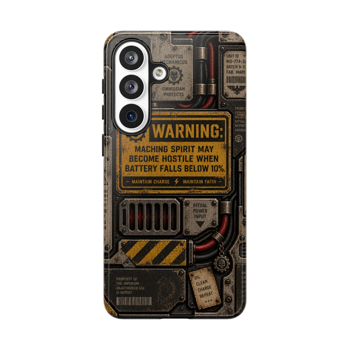 Machine Spirit Warning Phone Case | Grimdark Sci-Fi Design
