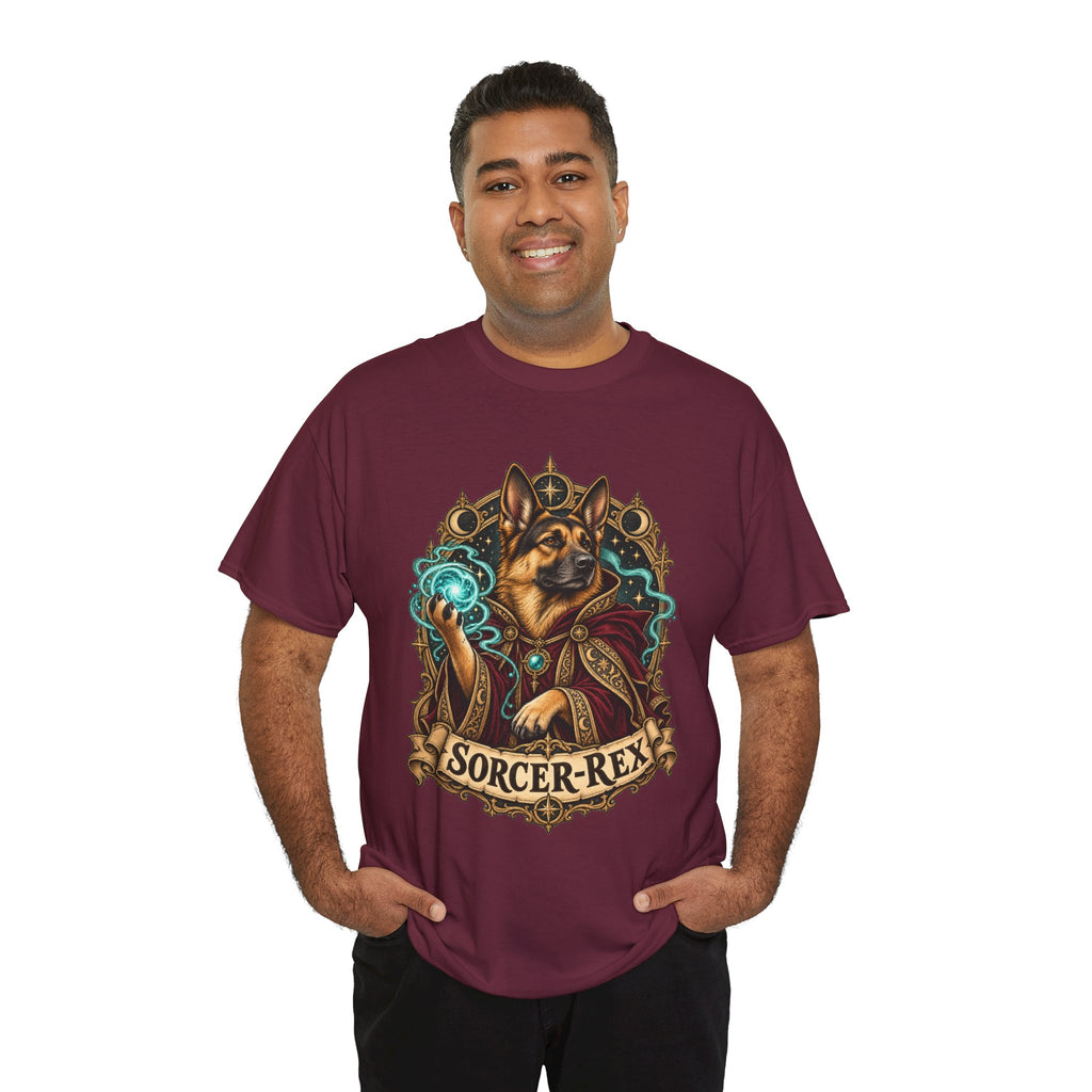 Sorcer-Rex Wizard Dog Fantasy Graphic T-Shirt