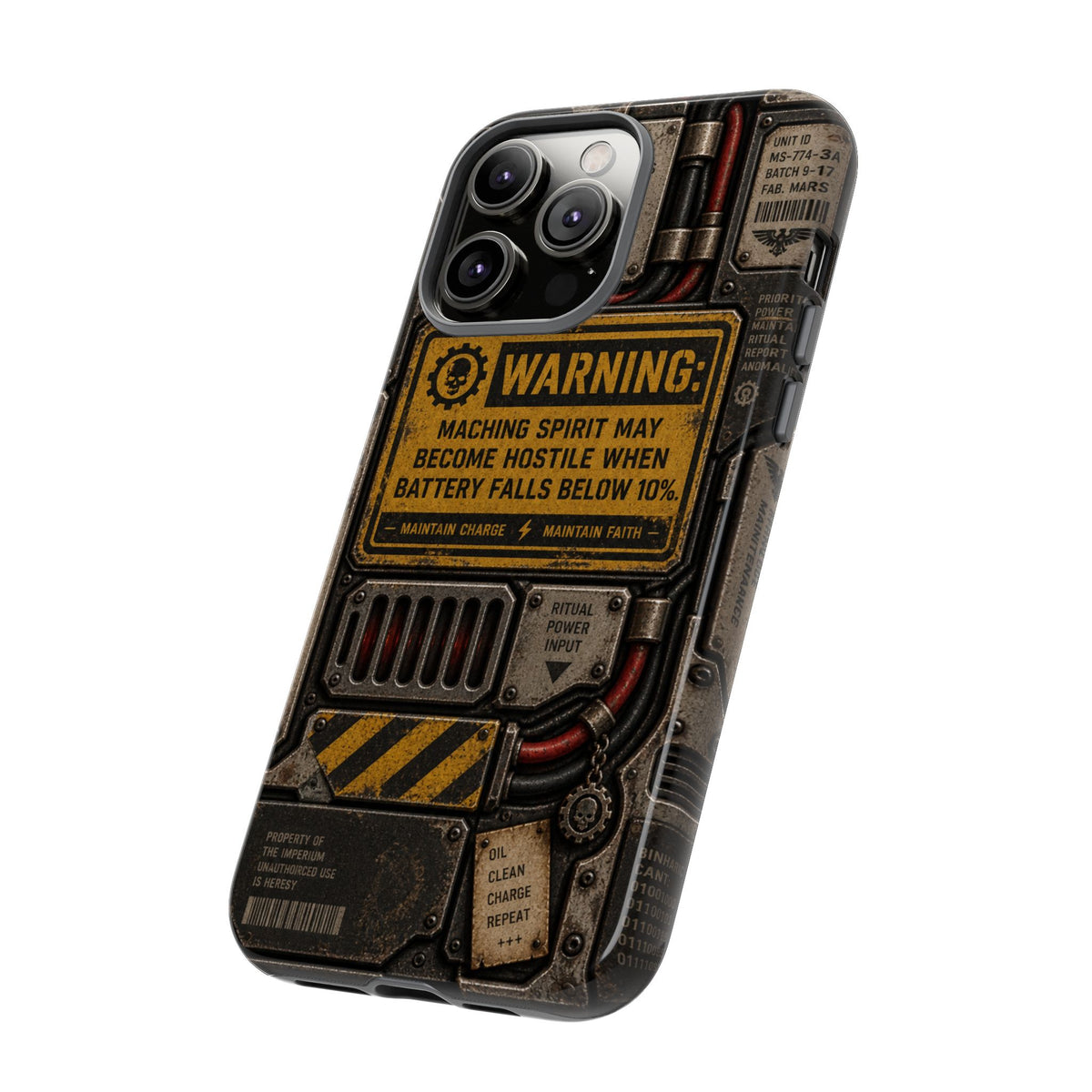 Machine Spirit Warning Phone Case | Grimdark Sci-Fi Design