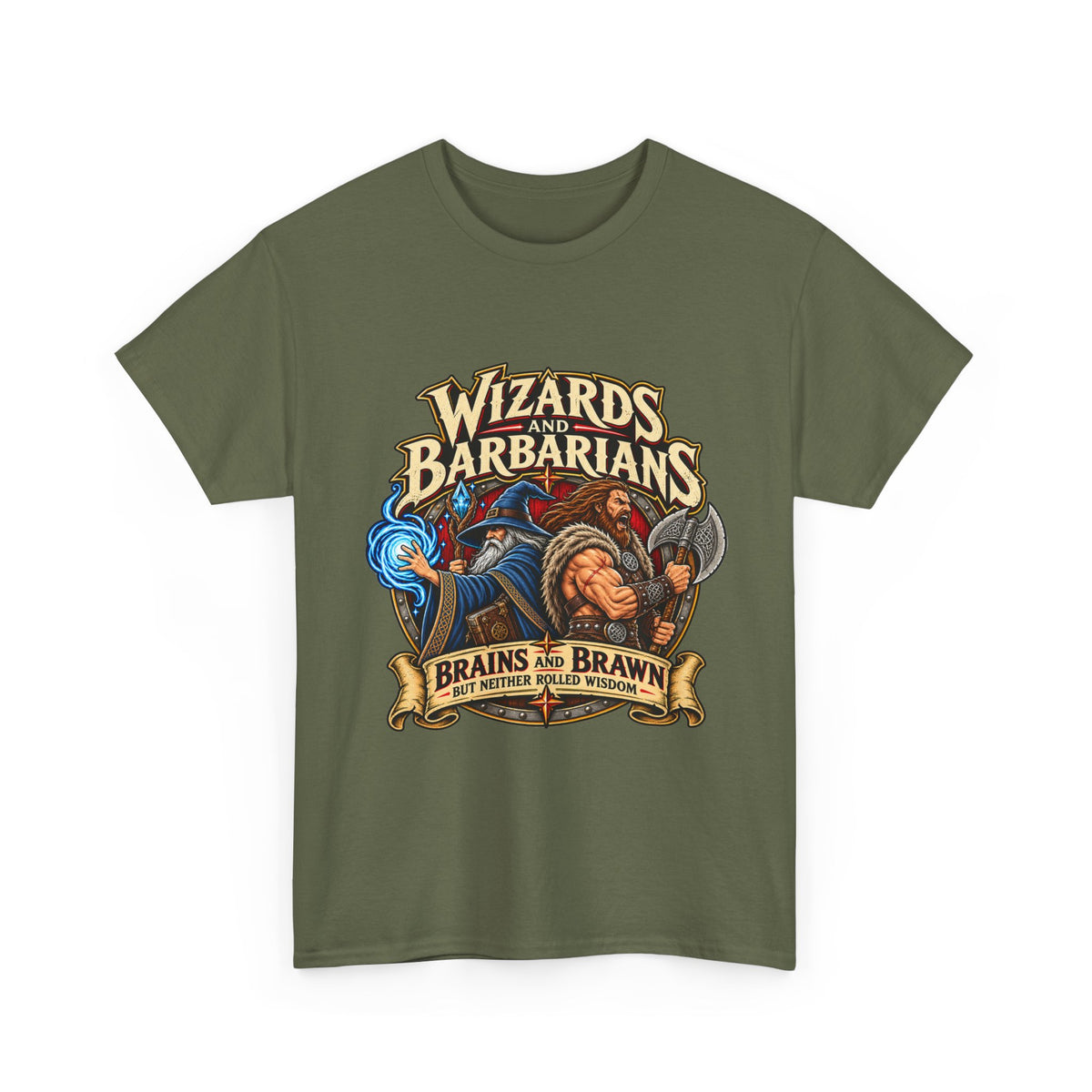 Wizards & Barbarians T-Shirt | Funny Fantasy RPG Gamer Tee