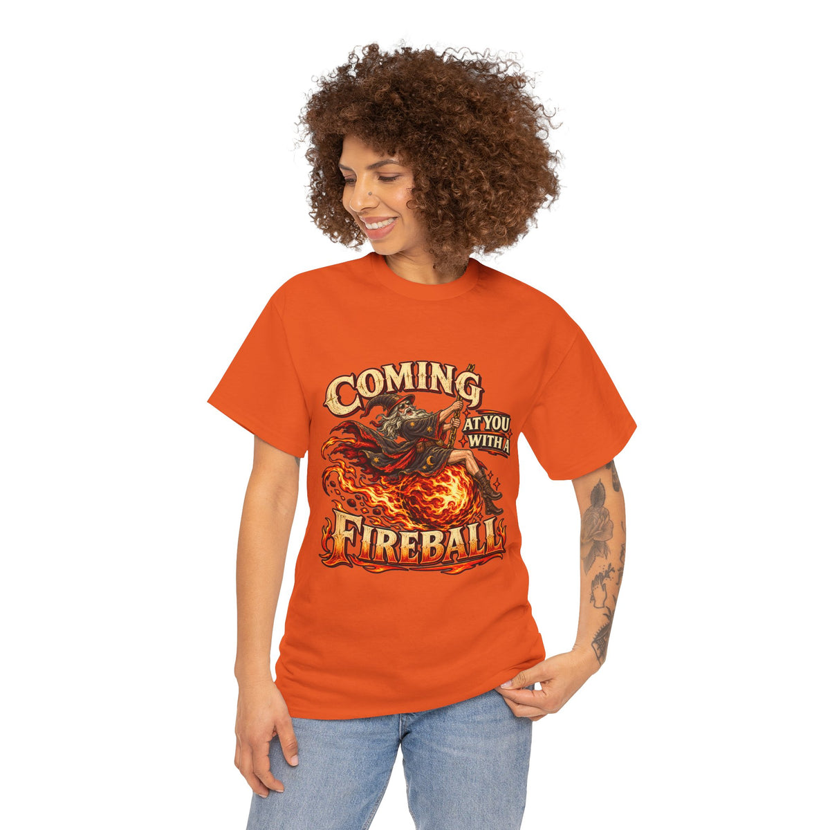 Coming at You With a Fireball Wizard T-Shirt | Funny Fantasy RPG Tee