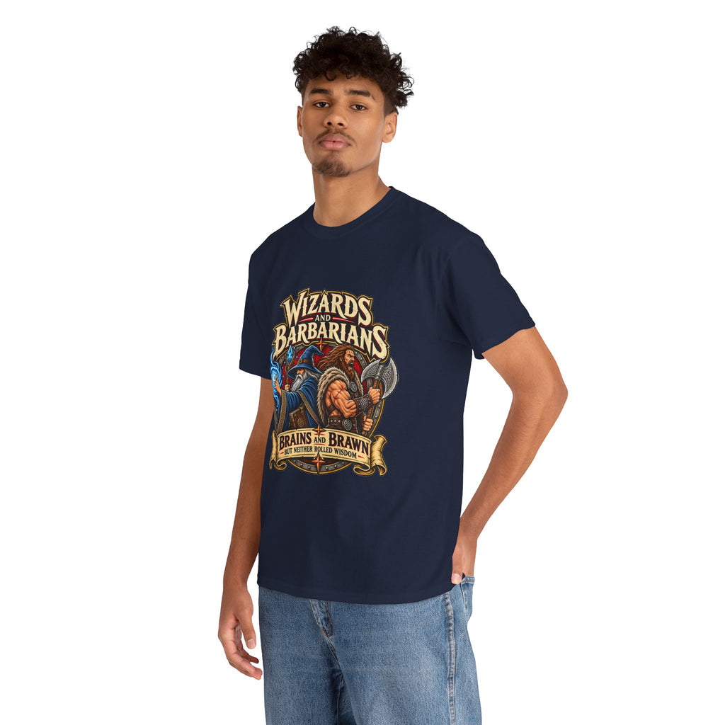 Wizards & Barbarians T-Shirt | Funny Fantasy RPG Gamer Tee