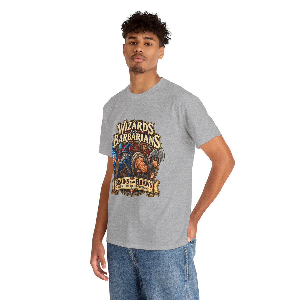 Wizards & Barbarians T-Shirt | Funny Fantasy RPG Gamer Tee