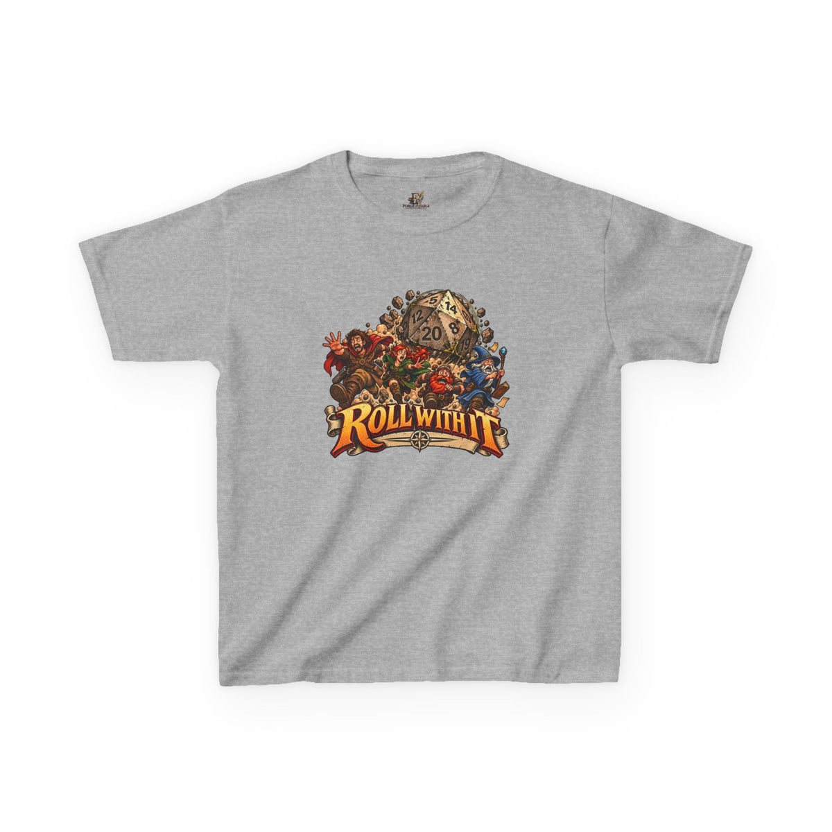 Kids Roll With It D20 T-Shirt | Funny Tabletop RPG Dice Tee