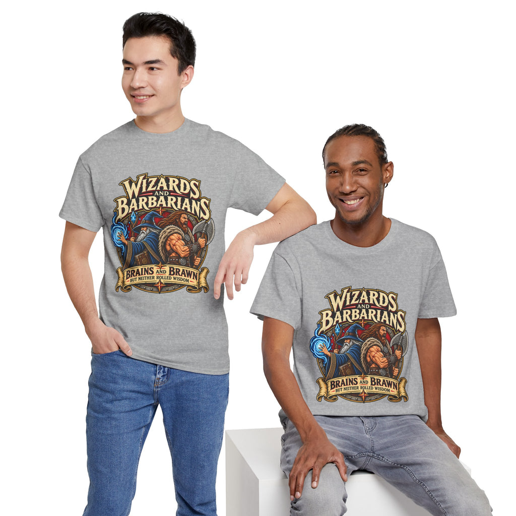 Wizards & Barbarians T-Shirt | Funny Fantasy RPG Gamer Tee