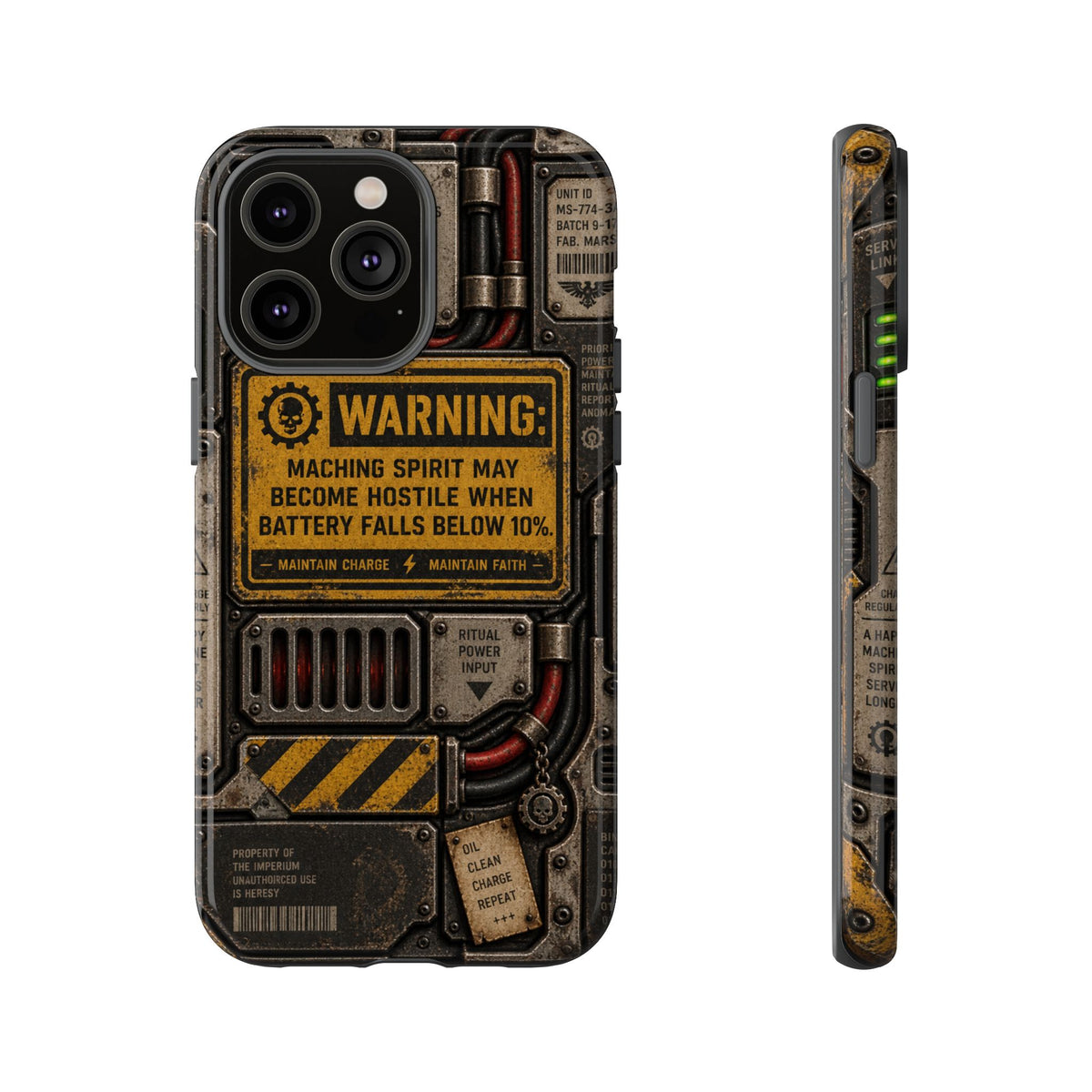 Machine Spirit Warning Phone Case | Grimdark Sci-Fi Design