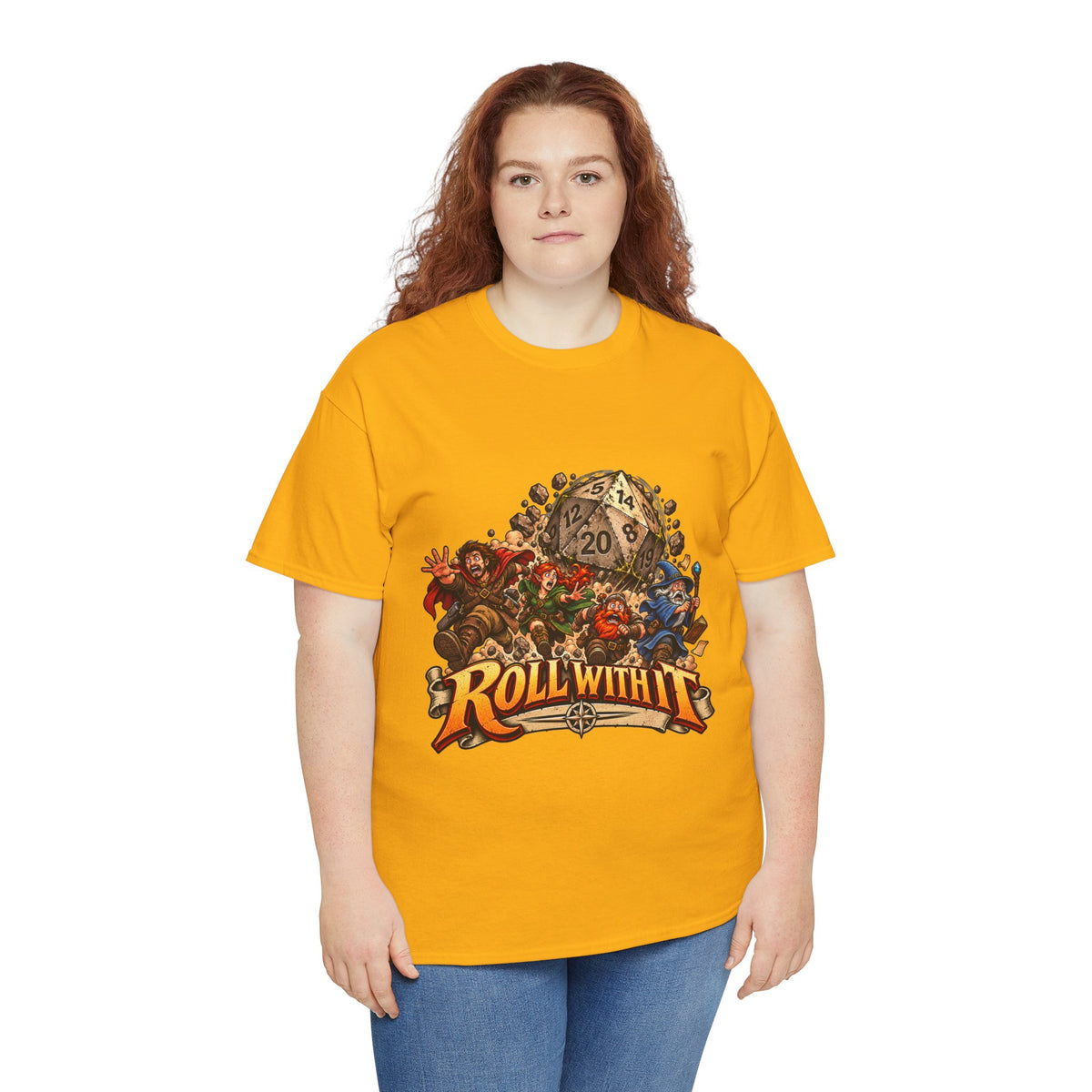 Roll With It D20 T-Shirt | Funny Tabletop RPG Dice Tee